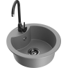 Mexen Diego 1-compartment granite sink with a kitchen mixer tap Telma, Grey - 6512-71-670200-70-B