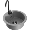 Mexen Diego granite sink 1-bowl with Telma kitchen tap, grey - 6512-71-670200-70-B