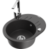 Mexen Kevin 1-compartment granite sink with a drip tray and kitchen mixer tap Rita, spotted black - 6517-76-670300-00