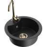 Mexen Diego 1-bowl granite kitchen sink with Telma faucet, black/silver - 6512-73-670200-50