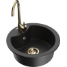 Mexen Diego granite kitchen sink 1-bowl with Telma kitchen faucet, black/silver - 6512-73-670200-50