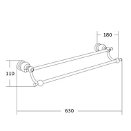 Mexen Estela double towel hook, rose gold - 7011525-60