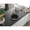 Mexen Kevin single-bowl granite sink with drainer and kitchen faucet Rita, speckled black - 6517-76-670300-50