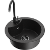 Mexen Diego granite kitchen sink with 1 basin and Telma faucet, black/silver - 6512-73-670200-70-B