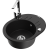 Mexen Kevin granite kitchen sink 1-bowl with drainer and kitchen faucet Rita, black - 6517-77-670300-00