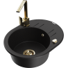 Mexen Kevin 1-compartment granite sink with a drip tray and kitchen mixer tap Rita, Black - 6517-77-670300-50