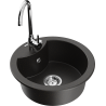 Mexen Diego 1-bowl Granite Sink with Telma Kitchen Tap, Black/Gold - 6512-75-670200-00