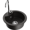 Mexen Diego granite single-bowl sink with Telma kitchen faucet, black/gold - 6512-75-670200-00