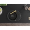 Mexen Kevin 1-bowl granite sink with drainer and kitchen faucet Rita, black - 6517-77-670300-50-B