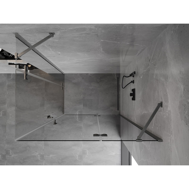 Mexen Mist-H Duo Shower Cabin Swing Right 80 x 115 cm, Transparent, Brushed Gun Gray - 8A5-080L-115P-66-00