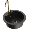 Mexen Diego 1-compartment granite sink with a kitchen mixer tap Telma, Black/Gold - 6512-75-670200-50-B