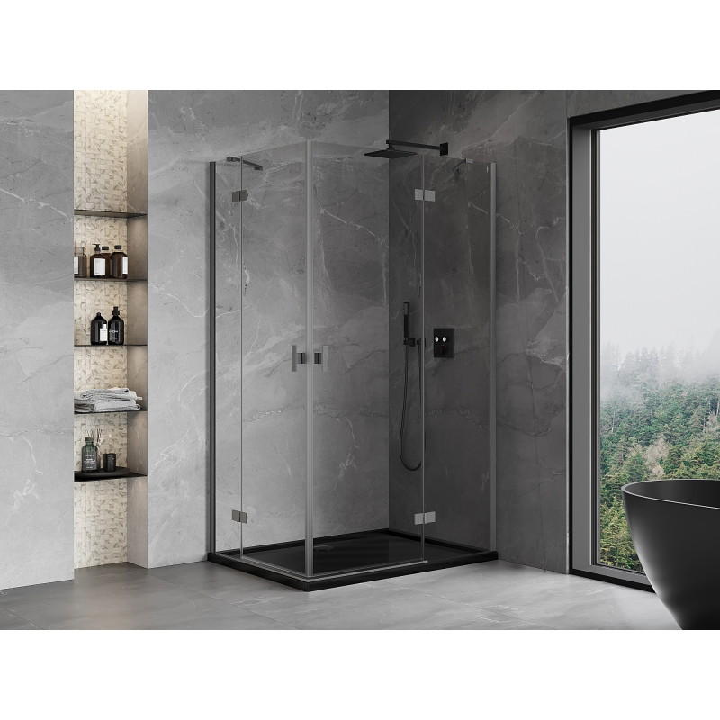 Mexen Mist-H Duo Right-Swing Shower Enclosure 100 x 120 cm, Transparent, Brushed Gun Gray - 8A5-100L-120P-66-00