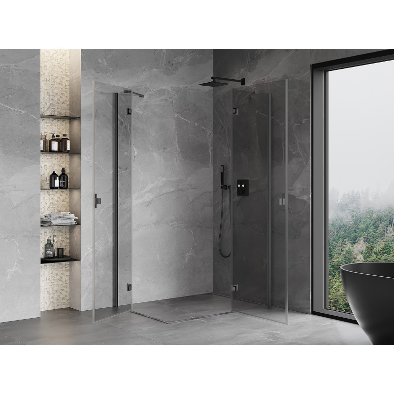 Mexen Mist-H Duo Right-Swing Shower Enclosure 100 x 120 cm, Transparent, Brushed Gun Gray - 8A5-100L-120P-66-00