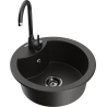 Mexen Diego granite kitchen sink 1-bowl with Telma kitchen faucet, black/gold - 6512-75-670200-70-B