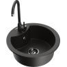 Mexen Diego granite sink 1-bowl with Telma kitchen faucet, black/gold - 6512-75-670200-70-B