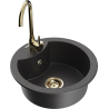 Mexen Diego 1-Bowl Granite Sink with Telma Kitchen Faucet, Speckled Black - 6512-76-670200-50