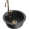 Mexen Diego granite 1-bowl kitchen sink with Telma kitchen faucet, speckled black - 6512-76-670200-50