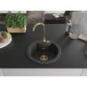 Mexen Diego granite 1-bowl kitchen sink with Telma kitchen faucet, speckled black - 6512-76-670200-50