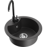Mexen Diego 1-bowl granite sink with Telma kitchen faucet, black speckled - 6512-76-670200-70