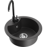 Mexen Diego Telma granite kitchen sink with single basin and kitchen faucet, black speckled - 6512-76-670200-70