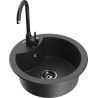 Mexen Diego 1-bowl granite sink with Telma kitchen tap, speckled black - 6512-76-670200-70-B