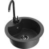 Mexen Diego 1-compartment granite sink with a kitchen mixer tap Telma, spotted black - 6512-76-670200-70-B