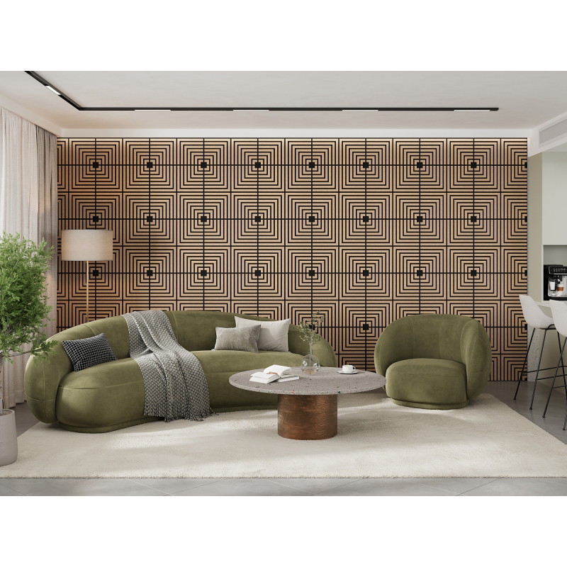 Mexen Linea 02 acoustic wall panel 60 x 60 cm (4 pcs), 9 mm felt, technical veneer, Bleached Oak - S110-60607-02-040
