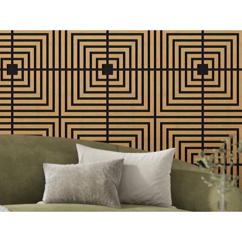 Mexen Linea 02 acoustic wall panel 60 x 60 cm (4 pcs), 9 mm felt, technical veneer, Oak Classic - S110-60607-02-041