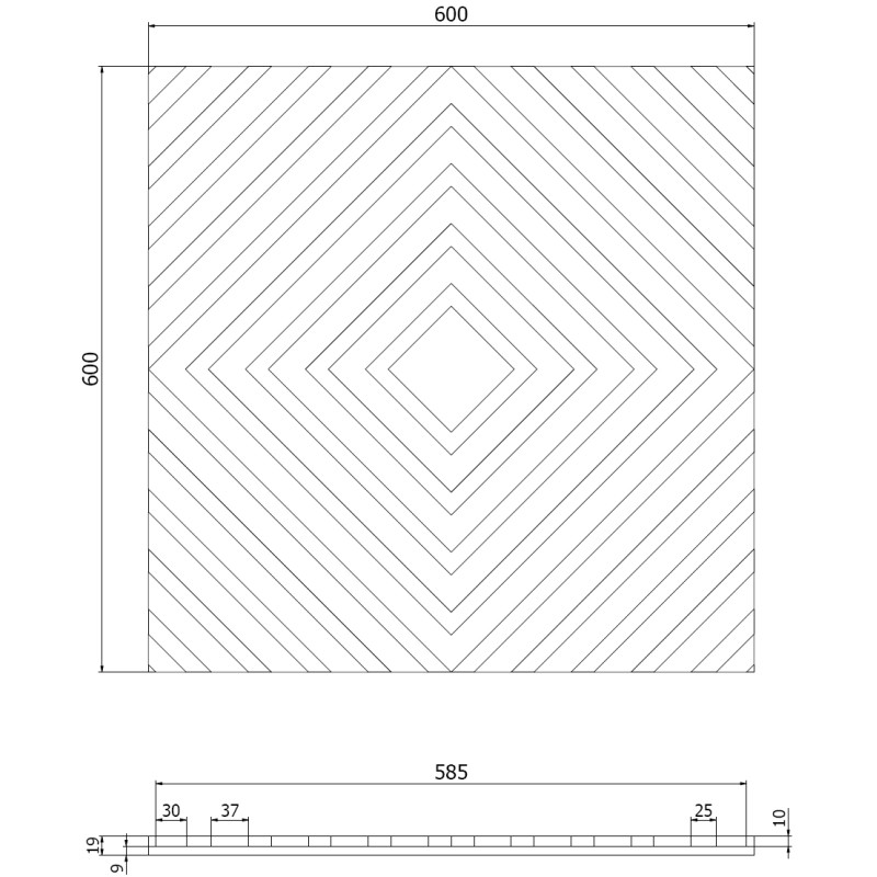 Mexen Linea 03 acoustic wall panel 60 x 60 cm (4 pcs), felt 9 mm, technical veneer, Natural Oak - S110-60607-03-042