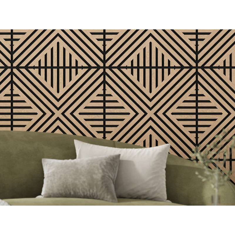 Mexen Linea 06 acoustic wall panel 60 x 60 cm (4 pieces), 9 mm felt, technical veneer, Bleached Oak - S110-60607-06-040