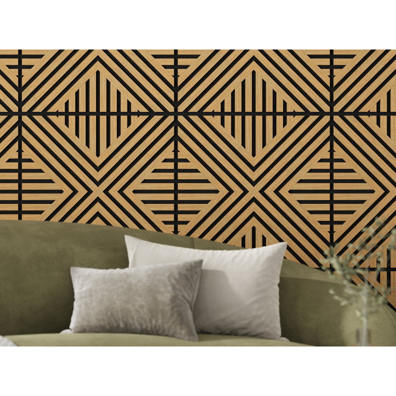 Mexen Linea 06 acoustic wall panel 60 x 60 cm (4 pcs), 9 mm felt, technical veneer, Oak Classic - S110-60607-06-041