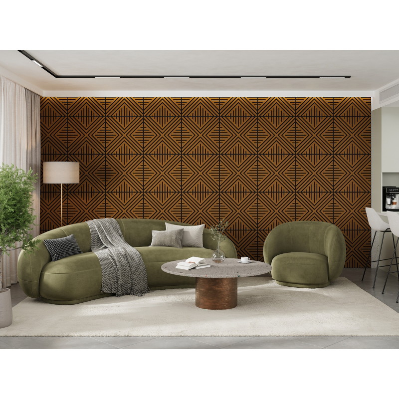 Mexen Linea 06 acoustic wall panel 60 x 60 cm (4 pcs), 9 mm felt, technical veneer, Natural Oak - S110-60607-06-042