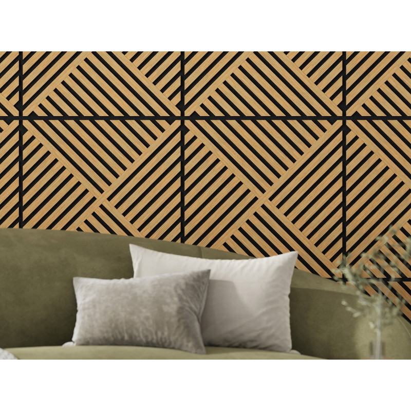 Mexen Linea 08 acoustic wall panel 60 x 60 cm (4 pieces), 9 mm felt, technical veneer, Oak Classic - S110-60607-08-041