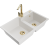 Mexen Tomas 2-compartment granite sink with a kitchen mixer tap Rita, White - 6516-20-670300-50