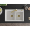 Mexen Tomas 2-chamber granite sink with kitchen faucet Rita, white - 6516-20-670300-50