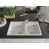 Mexen Tomas 2-chamber granite sink with kitchen faucet Rita, white - 6516-20-670300-50