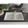 Mexen Tomas Granite Kitchen Sink 2-Bowl with Rita Tap, White - 6516-20-670300-50