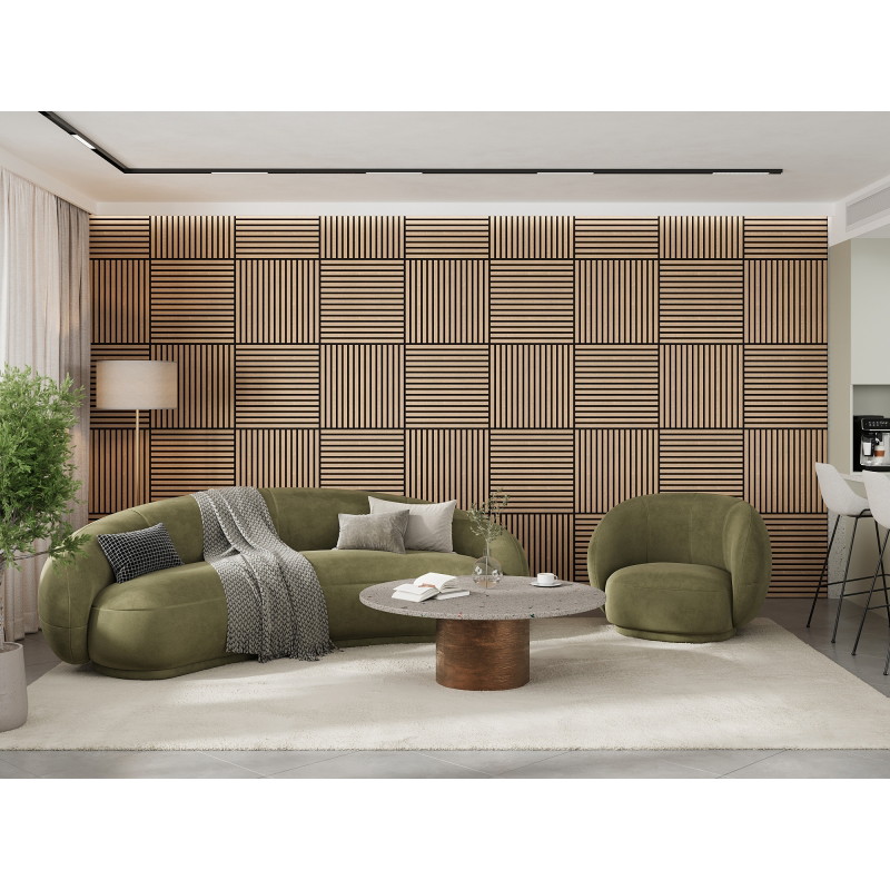 Mexen Linea 15 acoustic wall panel 60 x 60 cm (4 pieces), 9 mm felt, technical veneer, Bleached Oak - S110-60607-15-040