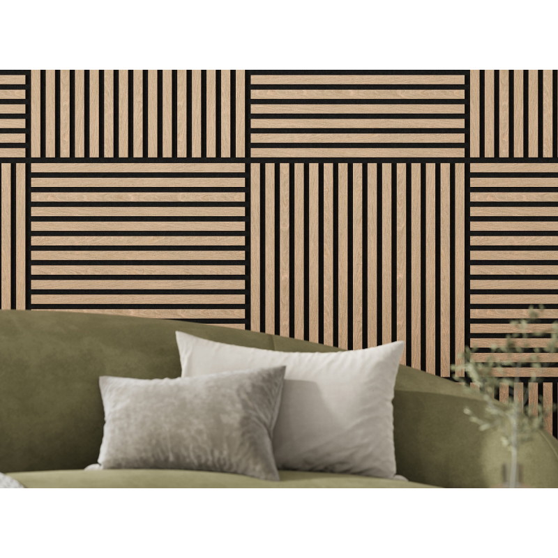 Mexen Linea 15 acoustic wall panel 60 x 60 cm (4 pieces), 9 mm felt, technical veneer, Bleached Oak - S110-60607-15-040