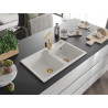 Mexen Tomas 2-chamber granite sink with kitchen faucet Rita, white - 6516-20-670300-50