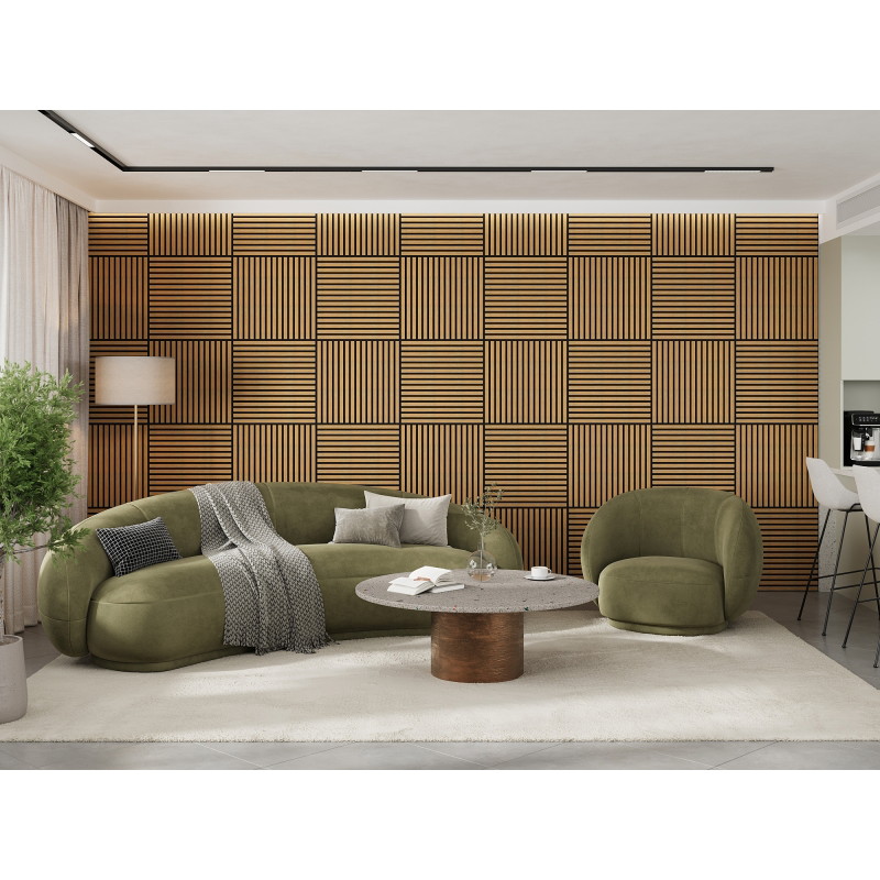 Mexen Linea 15 soundproof wall panel 60 x 60 cm (4 pcs), 9 mm felt, technical veneer, Classic Oak - S110-60607-15-041