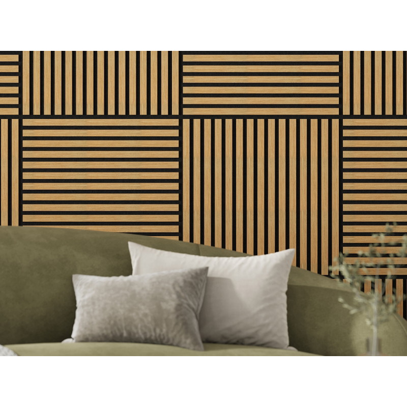 Mexen Linea 15 soundproof wall panel 60 x 60 cm (4 pcs), 9 mm felt, technical veneer, Classic Oak - S110-60607-15-041