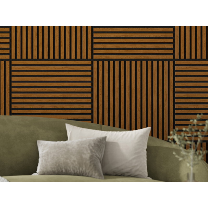 Mexen Linea 15 Acoustic Wall Panel 60 x 60 cm (4 pcs), 9 mm Felt, Technical Veneer, Natural Oak - S110-60607-15-042