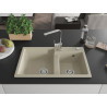 Mexen Tomas 2-bowl granite sink with Rita kitchen faucet, beige - 6516-69-670300-00