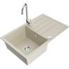 Mexen Bruno 1-bowl granite sink with drainer and Telma kitchen faucet, beige - 6513-69-670200-00