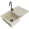 Mexen Bruno 1-bowl granite sink with drainer and Telma kitchen faucet, beige - 6513-69-670200-70