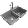 Mexen Tomas 2-Bowl Granite Kitchen Sink with Rita Faucet, Gray - 6516-71-670300-00