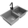 Mexen Tomas 2-chamber granite sink with Rita kitchen faucet, gray - 6516-71-670300-70