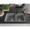 Mexen Tomas 2-chamber granite sink with Rita kitchen faucet, gray - 6516-71-670300-70