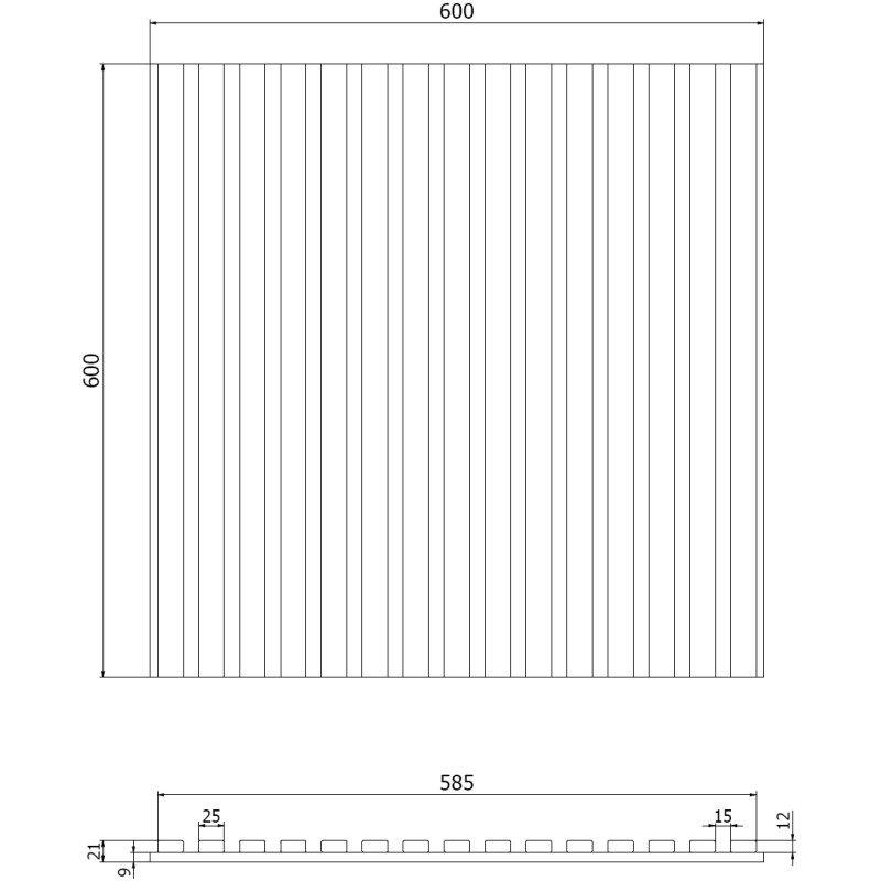 Mexen Linea 15 soundproof wall panel 60 x 60 cm (4 pcs), 9 mm felt, technical veneer, Classic Oak - S110-60607-15-041